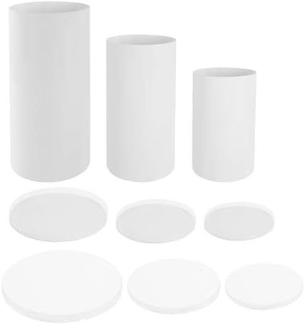 TBVECHI 3Pcs Cylinder Pedestal Stands White
