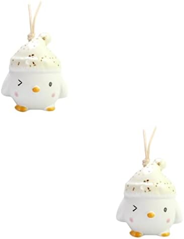 SOIMISS 2pcs Ceramic Chick Hanging Bell Pendant
