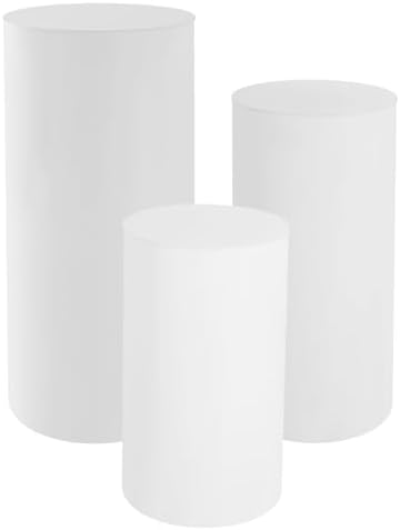 TBVECHI 3Pcs Cylinder Pedestal Stands White