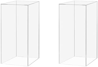 2 Pack Tall Display Box 12x12x32 Glossy Clear Acrylic Pedestal Stand