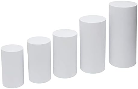 5Pcs White Cylinder Pedestal Stands for Events