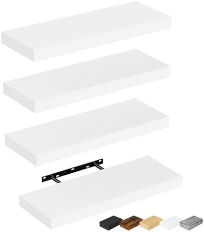 Bellsal Floating Shelves for Wall Set of 4 White Engineered Wood