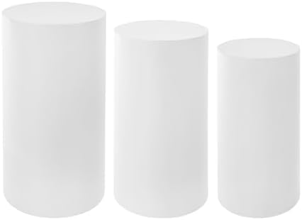 Elegant White Cylinder Pedestal Stand for Events