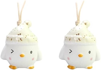 SOIMISS 2pcs Ceramic Chick Hanging Bell Pendant