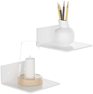 6 Inch Acrylic Floating Shelves 2 Pack White