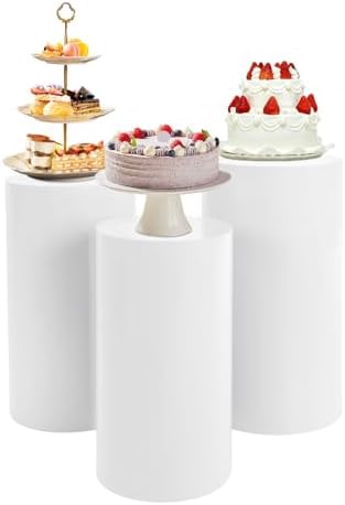 Elegant White Cylinder Pedestal Stand for Events