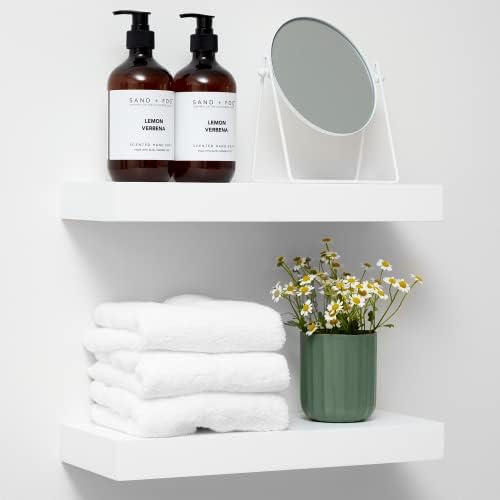 Homeforia White Floating Shelves 16 Inch Set of 2