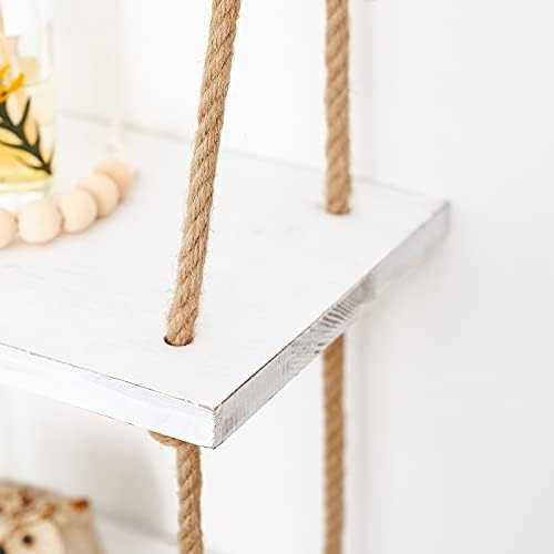 Mkono 3 Tier White Wood Floating Shelf Wall Mount