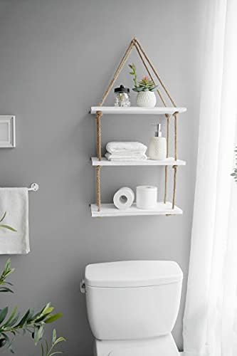 Mkono 3 Tier White Wood Floating Shelf Wall Mount