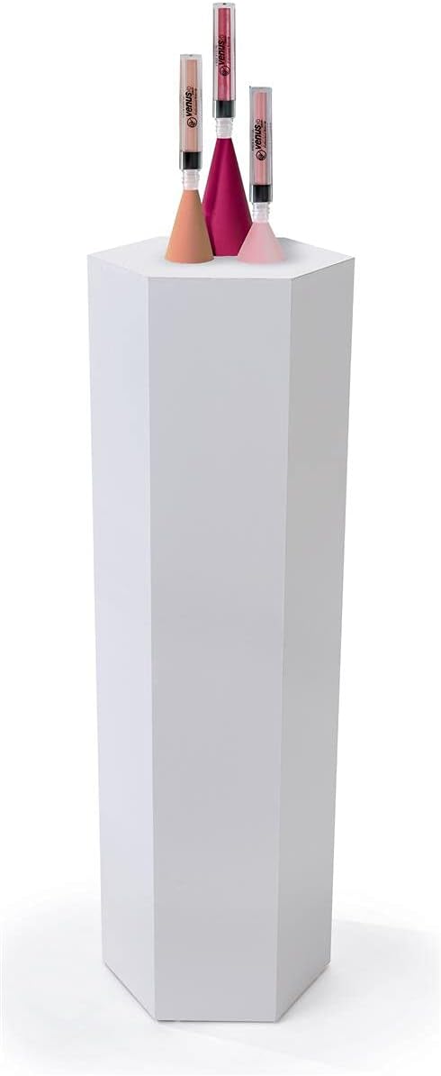 Displays2go Hexagon Retail Riser - 42 inch White Pedestal