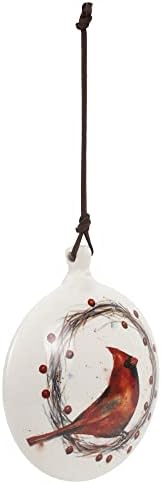 DEMDACO Dean Crouser Cardinal Wreath Winter White Ceramic Wreath Ornament