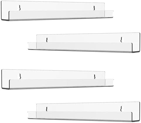 ROYALITA 4 Pack Clear Acrylic Vinyl Record Holders Wall Mount