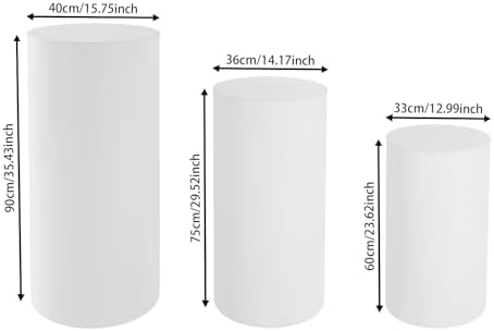3PCS White Cylinder Pedestal Stands for Wedding Decor