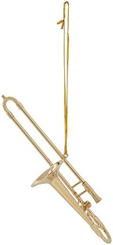 Gold Tone Trombone Hanging Ornament 5 Inch
