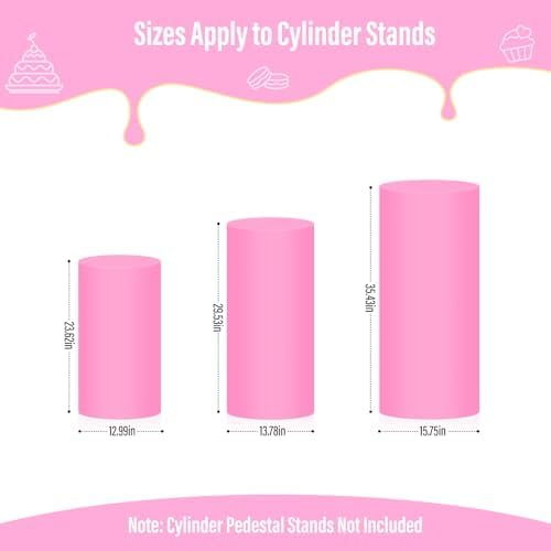 LEBENGURU 3Pcs Cylinder Pedestal Stand Covers Pink