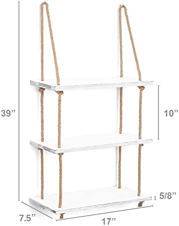 Mkono 3 Tier White Wood Floating Shelf Wall Mount
