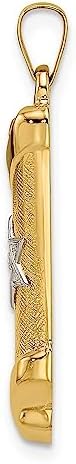 FJC Finejewelers Two Tone Gold Mezuzah Charm 31 x 7 mm