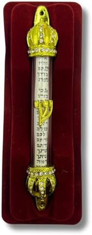 Royal Gold Crown Jewish Door Mezuzah with Scroll