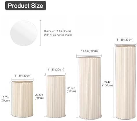 4Pack Cylinder Pedestal Stand for Dessert Display