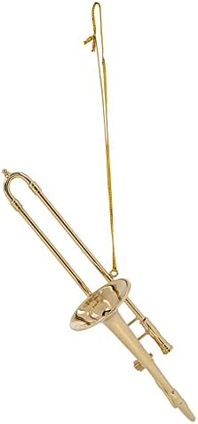 Gold Tone Trombone Hanging Ornament 5 Inch