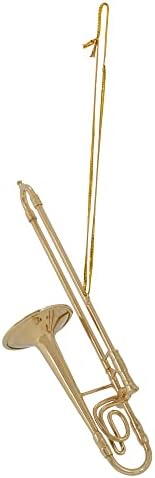 Gold Tone Trombone Hanging Ornament 5 Inch