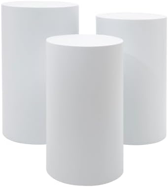 3pcs White Cylinder Pedestal Stand for Wedding Decor
