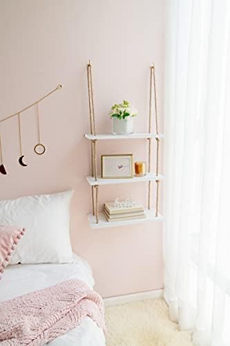 Mkono 3 Tier White Wood Floating Shelf Wall Mount