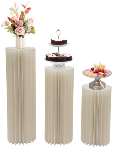 Foldable Cardboard Cylinder Stands Set of 3 for Parties