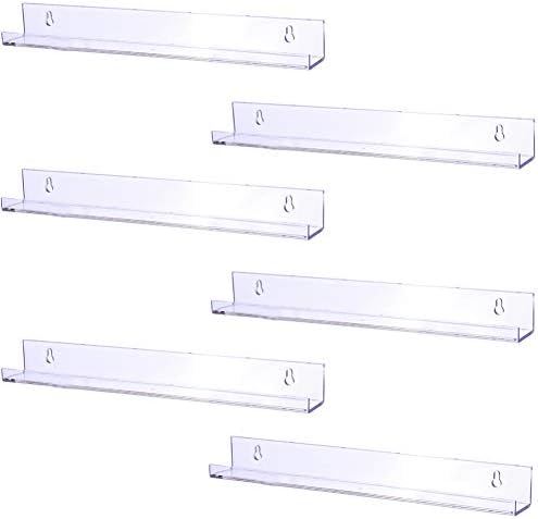Sooyee 6 Pack 15 Inch Clear Acrylic Floating Bookshelf for Kids Room