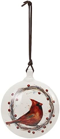 DEMDACO Dean Crouser Cardinal Wreath Winter White Ceramic Wreath Ornament