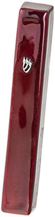 Legacy Judaica Mezuzah Case 4 Inch Small Red Enamel