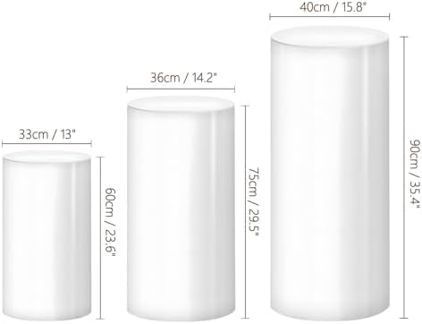 ANMINY 3PCS White Cylinder Pedestal Stand Set