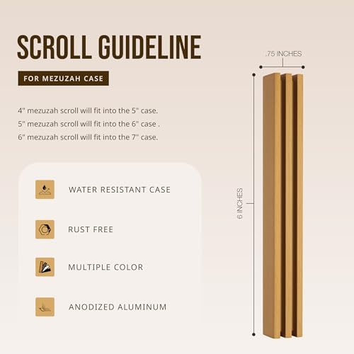 AS Mezuzah Aluminum Case Gold 6 Inches