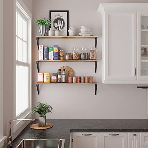 Wallniture Bora 36 Inch Floating Bookshelf Set of 3