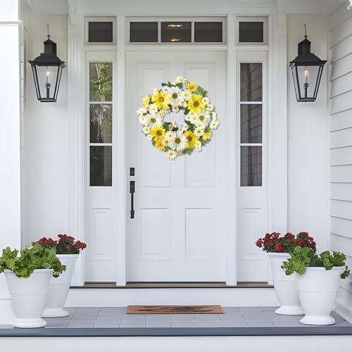 Beautiful Mixed Yellow and White Daisy Front Door Wreath