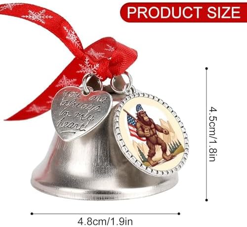 Bigfoot USA Flag Christmas Hanging Bell Ornament Decor