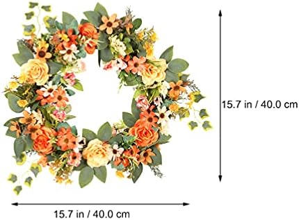 ABOOFAN Artificial Peony Wreath with Daisies and Green Leaves