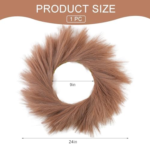 Pampas Grass Wreath 24 Inch Farmhouse Decor Taupe