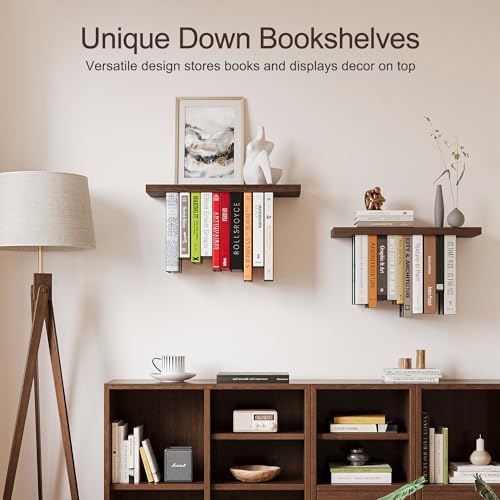 BUTUNITA Floating Bookshelves Rustic Wood 2 Pack