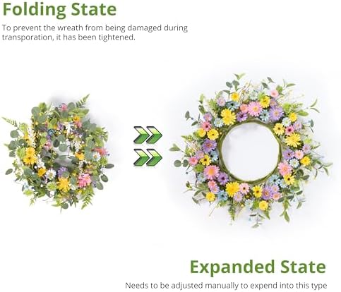 24 Inch Spring Summer Floral Door Wreath