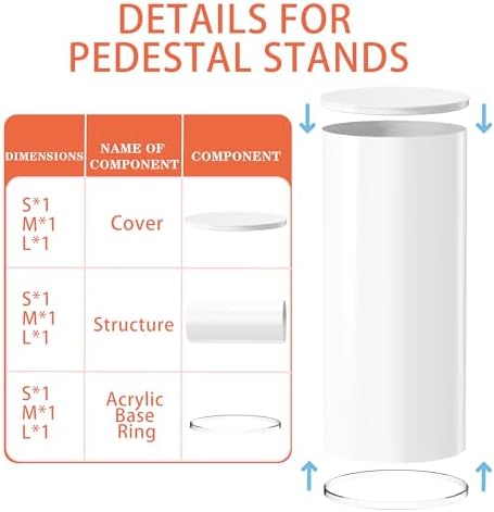 3PCS White Cylinder Pedestal Stands for Party Displays