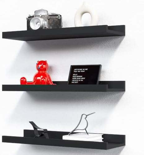 RICHER HOUSE 3 Set Floating Shelves for Wall Black