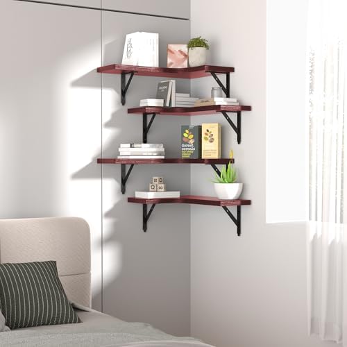 Corner Floating Shelves Set of 4 in Red