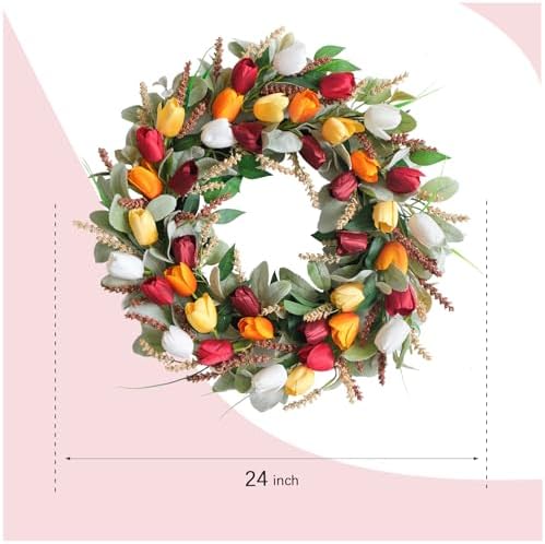 24 Inch Fall Tulip Wreath with Lamb Ears