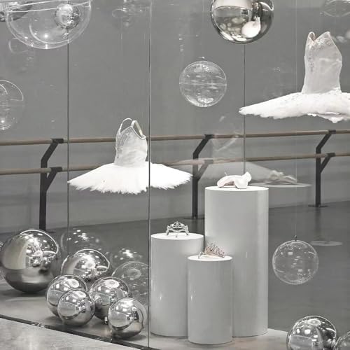 5 Piece White Metal Cylinder Display Stands for Parties