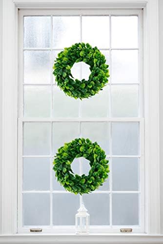 2Pack Small Boxwood Wreath 10 Inch Faux Greenery Decor