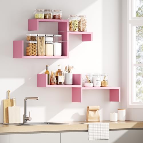 SRIWATANA Floating Shelves Set of 5 Pink