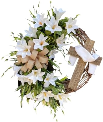 18 Easter Wreath with Cross Spring Door Decor