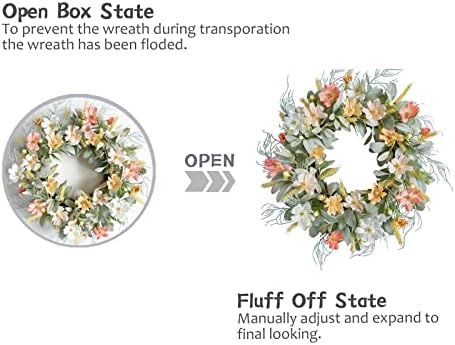20 Inch Daisy Flower Wreath for Front Door