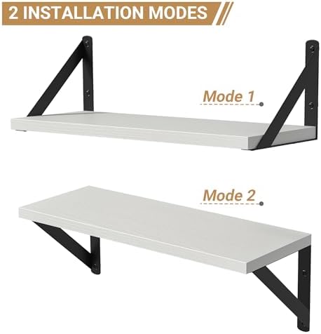 Heimlove Floating Shelves Set of 3 16 Inch White Wood Wall Mount